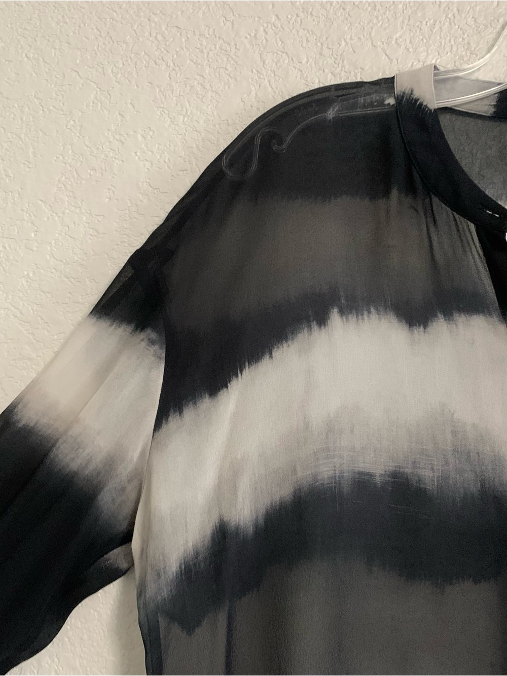 Go Silk Top Blouse Womens M Silk Tie Dye Button Up Tunic Sheer Boho Beach Artsy - Picture 4 of 16